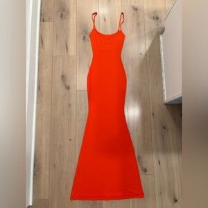 Skims Lounge Long Slip Dress Orange